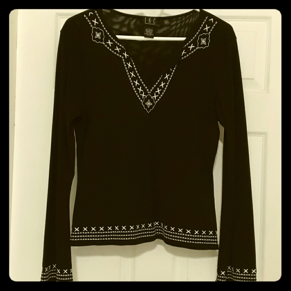INC Black Dressy Blouse